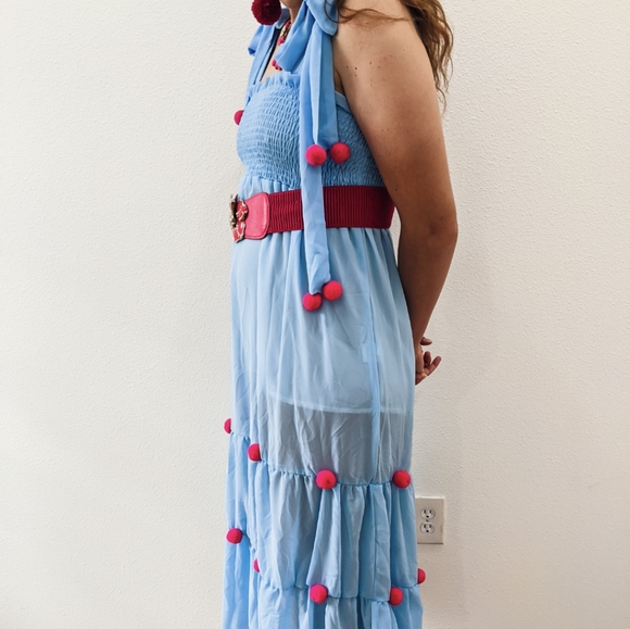 NWT Summer Pom Pom Beach Vacation Maxi Dress S: Small-Medium - Picture 7 of 13